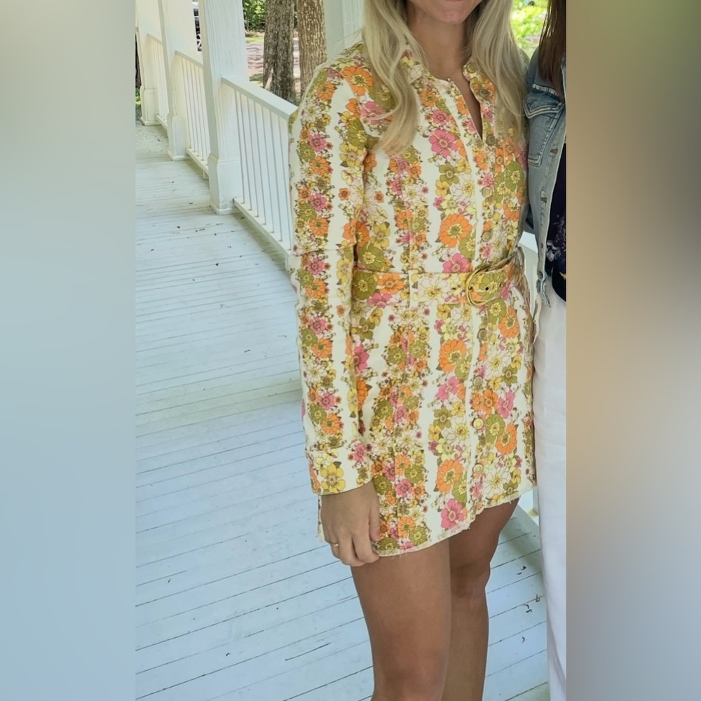 Show Me Your MuMu Floral Long Sleeve Denim dress